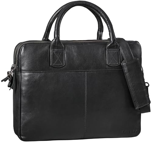 STILORD Performance Vintage Aktentasche Damen Leder Umhängetasche mit Laptopfach 15.6 Zoll Bürotasche Arbeitstasche Notebooktasche Echtleder Farbe:Natural Black