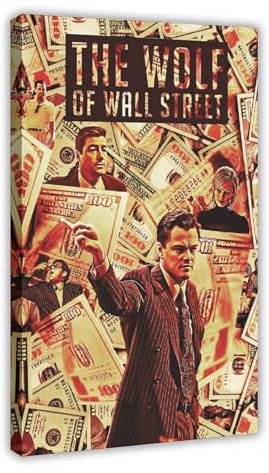 Jdekaec Filmposter The Wolf of Wall Street auf Leinwand, Schlafzimmer-Dekor, Sportlandschaft, Büro, Raumdekoration, Geschenk, Rahmen-Stil, 30 x 45 cm