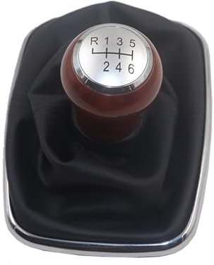 LEIFEIS Schalthebel Für Golf 4 IV MK4 Für GTI R32 Für Jetta Stick Griff Ändern 12MM Holz Schaltknauf Hebel Shifter Staub Jacke Auto Getriebekopf(Farbe:6 speed silver)