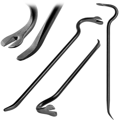 KADAX Brecheisen aus Stahl, Brechstange mit Klaue und Breiter Klinge, Nageleisen für Abriss-Arbeiten, Robuster Kuhfuß, Nagelschlitze, Nagelzieher (Schwarz 53 cm)