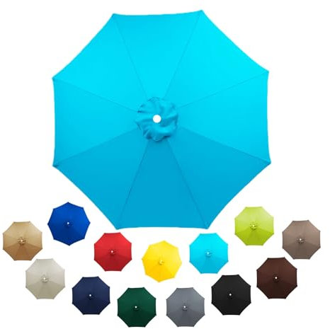 Sonnenschirm-Ersatzabdeckung, Terrassenschirm Ersatzbezug Ersatz-Regenschirmstoff, Marktschirm Ersatz Baldachin Bespannung für Tischschirme im Freien Anti-Ultraviolett-Überdachungsabdeckung(Lake Blue,