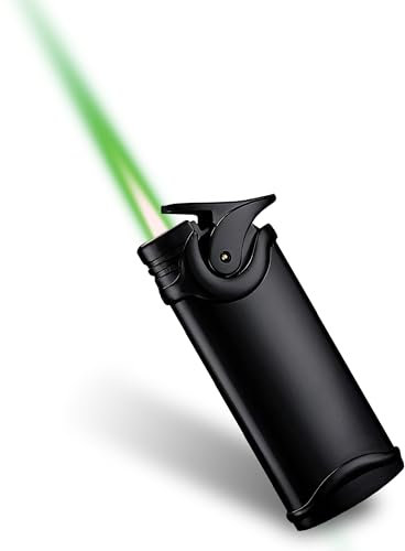 JETSPEC Windproof Butane Lighter with Adjustable Green Flame for BBQ & Candles, Men's Gift