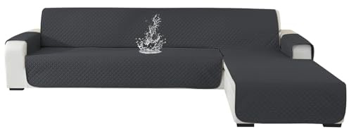 Ystyle Sofabezug LForm 2 Sitzer, Universal Reversibel Sofa Überzug Für Links/Rechts Halbinsel, Ecksofa Bezug Wasserdicht, Couch Überzug Rutschfest Waschbar (210cm, Dunkelgrau)