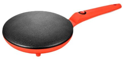 perfk Elektrische Crêpe-Maschine, tragbarer Haushalt, antihaftbeschichtet, kompakter Frühstücks-Maker, Pfannkuchen-Maker für Eier, Crêpes, Tortillas, Rot