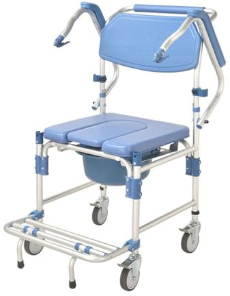 Toilettenstuhl für Senioren mit Rollen,Nachttisch-Toilettenstuhl mit Rollen,Nachtstuhl für Senioren,Duschstuhl mit Rollen und klappbarer Fußstütze für Behinderte,toilettenstuhl with Arms