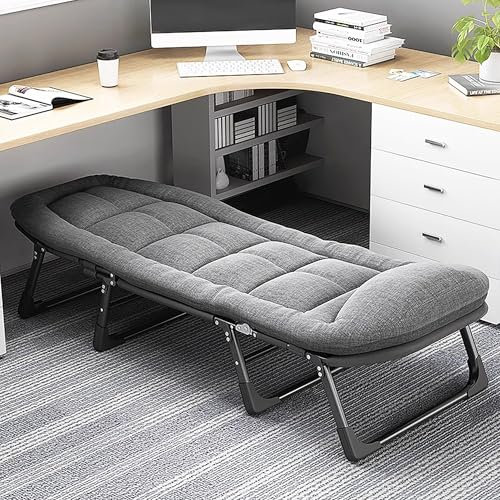 MAAOBR Campingbett feldbett klappbar, Klappfeldbett mit 6 Positionen, Loungesessel mit Matratze, Starke Dickere Röhren, tragbare Reise-Campingfelder für Zuhause, Nickerchen im Büro(170x60CM)