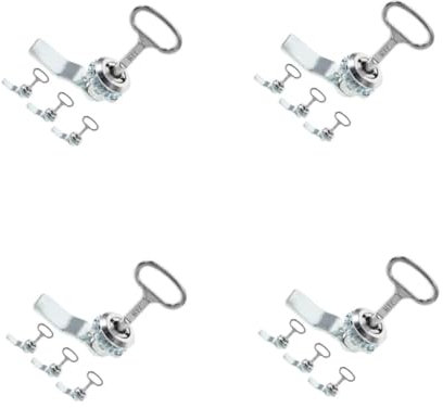 Set di 16 serrature per bidoni della spazzatura da esterni, resistenti, per bidoni della spazzatura, cassette postali e bidoni, coperchio in metallo argentato, chiave inclusa