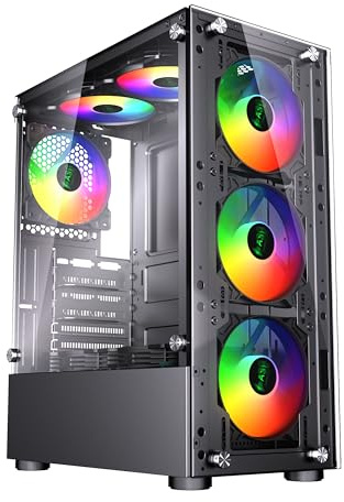 ASC TECHNOLOGY Budget i5 Gaming Tower • Intergrated Graphics Card • 8GB Memory • 128GB SSD+500GB HDD • 500W 80+ PSU • Black 6 Fan RGB Gaming Case • WIFI • Windows 10.