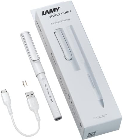 LAMY Safari Note+ Digitaler Stift inkl. Laser-Gravur, kompatibel mit verschiedenen iPad Modellen, USB-Ladekabel (White)