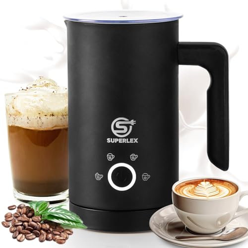 SUPERLEX Elektrischer Milchaufschäumer 150ml Automatischer 4-in-1 Funktion, Milch Dampfgarer Wärmer für Heißer Kalter Schokolade Kaffee, Latte Macchiato, Cappuccino, Matcha