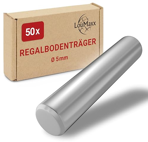 LouMaxx Hyllstöd 5 mm – 50 stycken hyllhållare – golvhållare för hyllor – förnicklad fackhållare – hyllhållare – hållare – hyllbrädehållare – golvstöd 5 mm av massivt stål