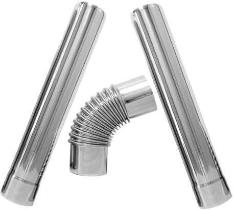 EXHUMKY 3pezzi Tubo Di Scarico Acciaio Inossidabile Con Gomito Per Ventilazione Gas Di Estensione Per Camini e Caldaie Facile Installazione e Manutenzione e Durevole