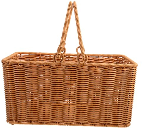 Toddmomy Pastoral Wicker Basket Für Obst Und Handgefertigte Aufbewahrungskorb Für Picknick Und Für Lebensmitteltransport Und Vielseitige Nutzung