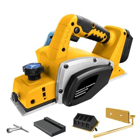 Hookurity Raboteuse électrique portative sans Fil Raboteuse électrique sans balais 15000 TR/Min, raboteuse portative sans Fil, for menuiserie, Bricolage, for Batterie 20 V (sans Batterie)