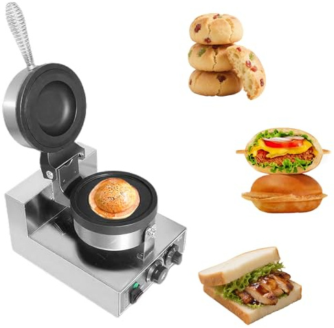 CDDUOLA UFO-Burger-Presse Heimgebrauch Beidseitige Heizung Antihaft-Pfanne Gewerbe Burger-Presse, Temperatur Regelbar 0-5 Minuten Zeiteinstellung, für Hanba-Burger, Eisgeschäft, Café