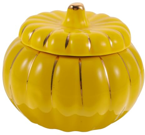 CLISPEED 3 Piezas Cuenco de Cerámica con Tapa Forma de Calabaza para Sopa y Postres Tarro de Calabaza para Estofados y Pudines Decoración Festiva Halloween y Acción de Gracias