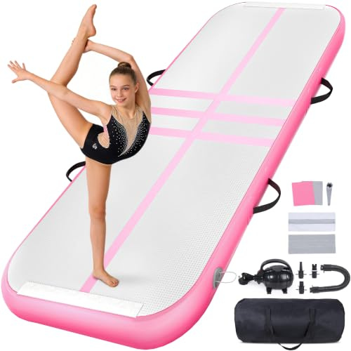Pureglow Airtrack, aufblasbare Matte – Turnmatte & Gymnastikmatte für Tumbling und Akrobatik, inkl. elektrischer Luftpumpe und Tragetasche