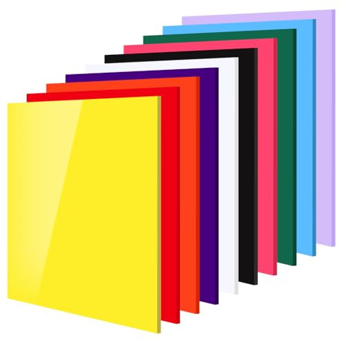 Lot de 10 plaques en plastique acrylique, 20 x 20 cm, plaques en fonte de 3 mm, pour découpe laser, bricolage, artisanat, cadre photo, panneaux, décoration