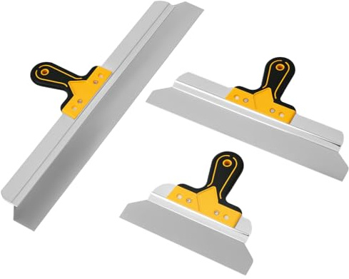 QWORK® Juego de espátulas, espátulas para alisar superficies acero 25 cm/40 cm/60 cm, para raspar cemento, raspar mortero, reparar grietas