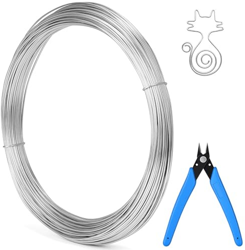 VSSHE Basteldraht, 1mm x 55m Biegsamer Draht zum Basteln, Aluminium Schmuckdraht, Modellierdraht Für DIY-Skulpturen, Modellieren, Schmuckherstellung, Blumenbasteln Und Drahtwebe, mit einer Zange