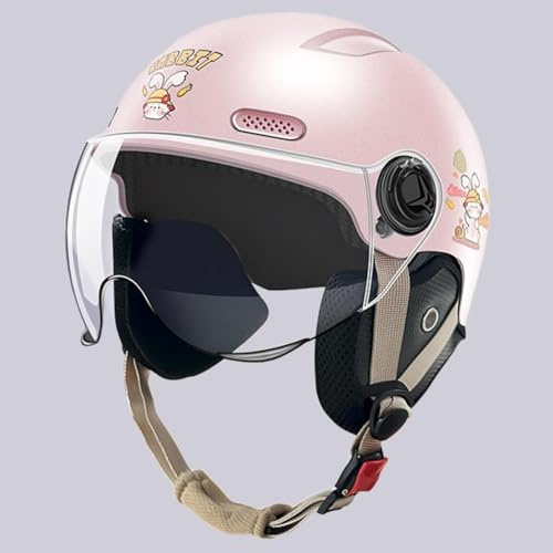 Caimcie Casco da Moto 3/4 per Bambini, Casco da Scooter con Visiera Parasole, omologato ECE/DOT, per Ragazzi e Ragazze dai 5 ai 15 Anni, Casco da Moto Jet per Bambini C,44-55CM