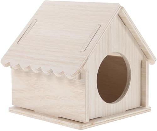 TOYANDONA Maison en Bois Naturel pour Cochons D’Inde et Hamsters, Cabane de Cachette Sécurisée et Confortable, D’Exercice pour Petits Animaux, Habitat Cosy et Solide, Accessoires pour Cage