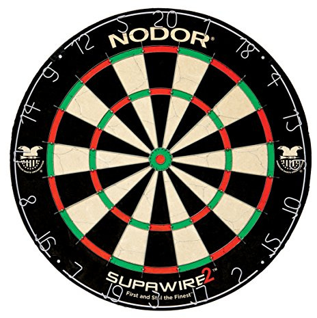 WINMAU Nodor Supawire 2 borst darttavla i förordningsstorlek med rörlig nummerring och hängande kit, svart