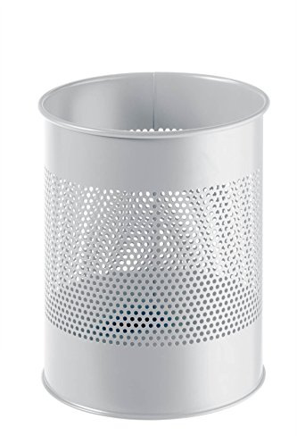 Durable 331010 Papierkorb Metall rund 15 Liter, Perforation 165 mm, grau