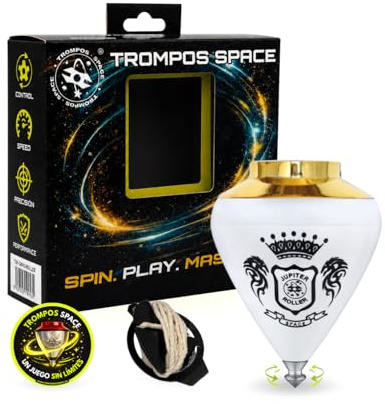 SPACE TROMPOS - Júpiter Punta Roller, Color Oro, con Cuerda y Packaging