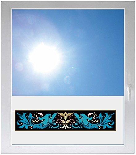 INDIGOS UG - Fensterfolie Blickdicht Vogel Ornament Tribal Pflanze - 1150x500mm - Sonnenschutzfolie Fenster - Sichtschutzfolie Fenster Bad, Küche, Fenster, Milchglasfolie