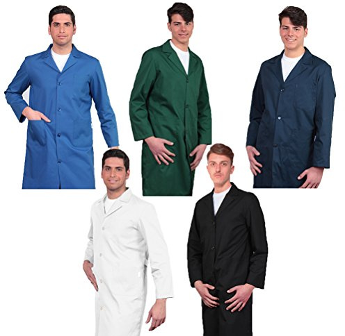fratelliditalia.org Camice Uomo Operaio Farmacista salumiere Panettiere Fabbrica Magazzino Nero Blu Azzurro Verde (50, Azzurro)
