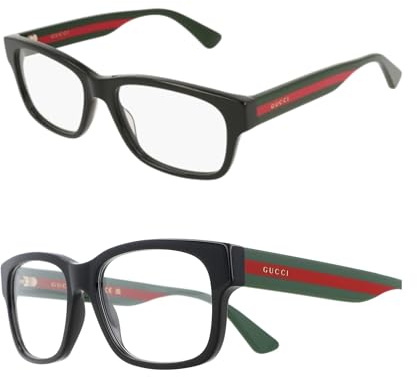 Gucci Rectangular Eyeglasses GG0343O 007 Black/Green/Red 57mm 0343