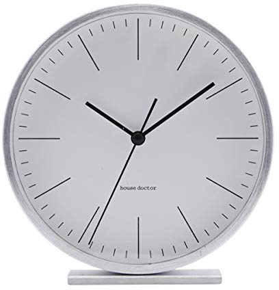 House Doctor Tischuhr | Größe: h: 4 cm Ø: 15 cm | Dekorative Tischuhr in der Farbe Silber | Kleine Standuhr Perfekt als schöne Dekoration im Haus