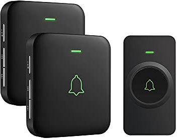 AVANTEK Wireless Doorbell, 1000ft Long Range IP55 Waterproof Door Bells with 2 Cordless Wireless Plug-in Receivers, 5 Levels Volume, 52 Melodies, LED Flash, CB-12