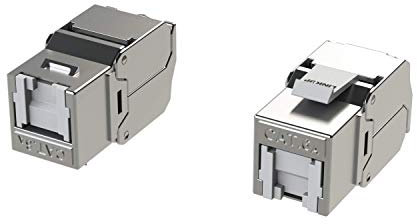 LINKUP - RJ45 Connectors Cat6A (2 Pack) Shielded Keystone Jack Metal Die-Cast Field Modular Termination | 10G Easy Internet Tool Free Jacks | For Cat6A up to 22AWG Solid Bulk S/FTP Ethernet Cable
