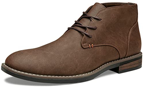 Jousen Men's Chukka Boots Lace Up Desert Ankle Boots Classic Causal Dress Boots for Men(AMY656A Dark Brown 10)