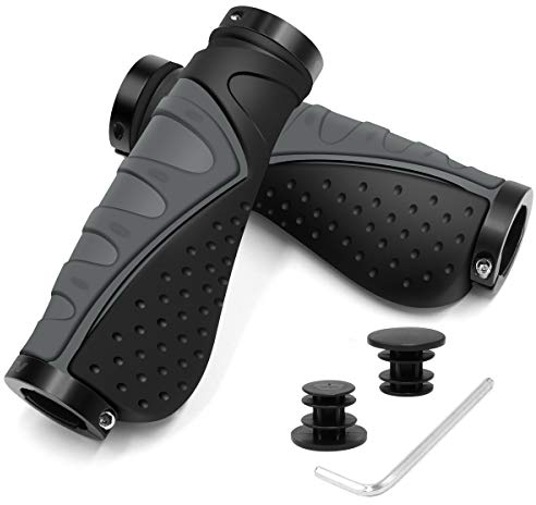 REETEE Fahrrad-Lenkergriffe, Gummi, rutschfest, ergonomisch, Lenkergriffe, Fahrradlenkergriffe mit Doppelverriegelung, 22 mm, für Mountainbike/Fahrrad (grau)