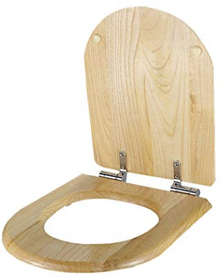 F-HOME Toilet Seat, Wooden Design Is Lightweight And Strong Fits Standard Elongated Toilets, Oak Effect (Color : Big U shape)