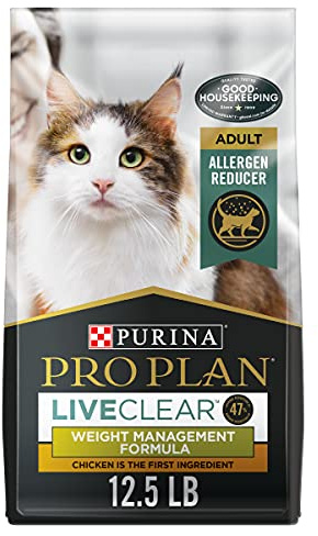 Purina Pro Plan Live Clear Cat Food Weight Management and Cat Allergen Reducer Chicken and Rice Formula - 12.5 lb. Bag