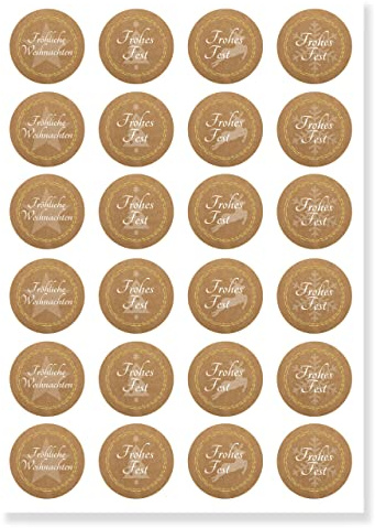 Aufkleber für Weihnachten (48 Sticker) - Weihnachtsaufkleber zum Beschriften für Geschenke - Weihnachtssticker Rund - Weihnachts Etiketten für Beschriftung - Selbstklebend - Kraftpapier-Optik Floral