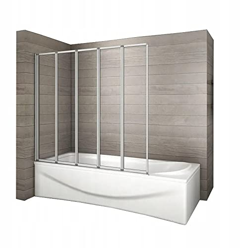 VBChome Faltwand Duschwand 120 x 140cm Chrom Duschabtrennung Spritzschutz Badewannenaufsatz Faltwand für Badewanne