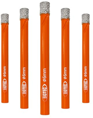 Juego de brocas de diamante seco,BGTEC 6mm sierra de perforación para granito,mármol,mampostería, hormigón, baldosas/cerámica, plástico duro, kit de brocas de diamante con núcleo