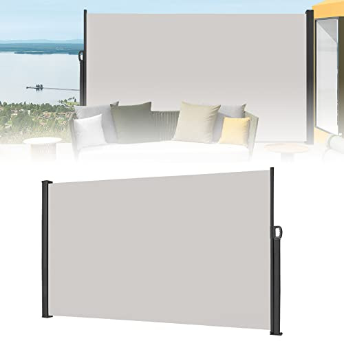 ACXIN Seitenmarkise Ausziehbar, 160x300cm Sichtschutz Sonnenschutz Seitenrollo Blickdicht Sichtschutz & Windschutz für Balkon & Terrasse, Hellgrau