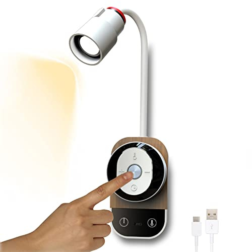 VOMI Lampada da Parete da Lettura da Comodino Dimmerabile Touch, Applique LED a Batteria Lampada Collo di Cigno Flessibile a 360°, Senza Fili Ricaricabile USB Lampada da Lettura con Telecomando
