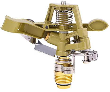 ZPSHYD Irrigatore ad Impatto Pulsante a 360° - Rotante in Lega di Zinco per l'Irrigazione del Giardino, Cortile e Prato (1/2 Pollice)