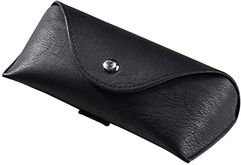 Andy's Orchids Portable Waist PU Leather Eye Glasses, Sunglasses Box Case Black Cover, Folding Sunglasses Case Wearing on Belt Cases