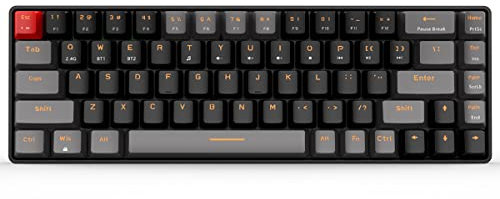 Qisan Tastiera meccanica wireless Gaming Keyboard Brown Switch Mini Design (60%) 68 tasti layout US grigio e nero