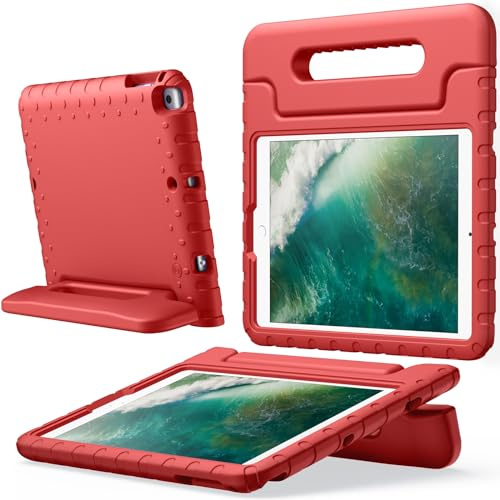 JETech Custodia Bambini per iPad 9,7 Pollici (6a/5a Gen, 2018/2017), iPad Air 2/1 9,7 (2a/1a Gen, 2014/2013) e iPad Pro 9,7 2016, Antiurto Leggera Tablet Cover con Maniglia Supporto (Rosso)