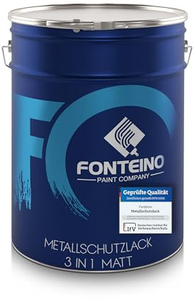 Fonteino Metallschutzlack 3in1 Metallfarbe Rostschutzfarbe Decklack Matt - Schwarz 5L