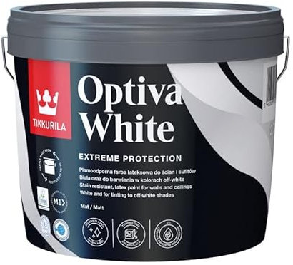 TIKKURILA Pintura de pared para techo, color blanco, para cocina, dormitorio, color blanco (2,7 L), color blanco